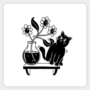 cat and flowers Sticker